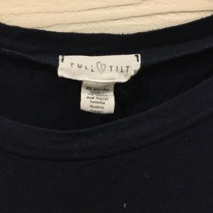 Navy blue, white-lace moon top